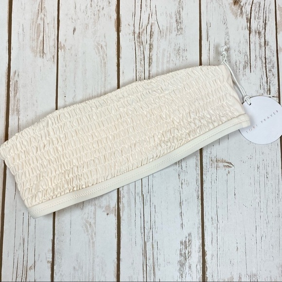 Tori Praver‎ Renee Smocked Bandeau Bikini Top Moonstone Size Small - Picture 3 of 7